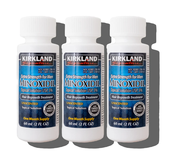 Minoxidil Kirkland Liquido 5% - Pack 3